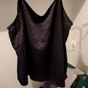 Satin silk tank top 2xl women nwt black